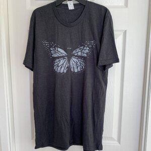 Womens Butterfly Graphic T-Shirt Alow Design Allmade Tri-Blend Crew Neck NWOT